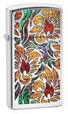 Zippo Slim Fusion Floral High Polish Chrome Pocket Lighter