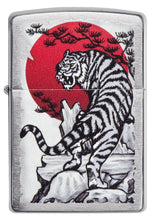 Zippo Asian Tiger Design Brushed Chrome Pocket Lighter - Bhawar Store