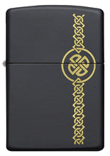 Front shot of Celtic Laser Engraved Black Matte Windproof Lighter.