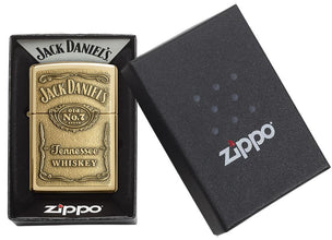 Zippo Jack Daniel's Tennessee Whiskey High Polish Brass Emblem Pocket Lighter