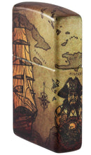 Angled shot of Pirate Ship Design 540 Color Windproof Lighter showing the front and right side of the lighter