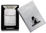 Zippo Repeat 1941Replica Brushed Chrome Design in it's packaging.