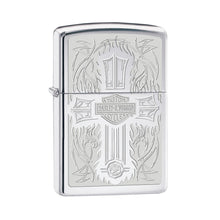 Zippo Harley-Davidson Lasered Cross High Polish Chrome Pocket Lighter