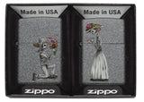 Zippo Skeleton Flowers Iron Stone Gift Set Pocket Lighters