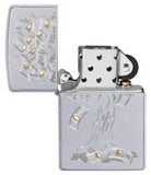 Front view of the Money Tree Design Lighter open and unlit