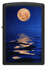 Front shot of Full Moon?áDesign Black Light Black Matte Windproof Lighter.