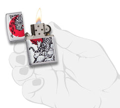 Zippo Asian Tiger Design Brushed Chrome Pocket Lighter - Bhawar Store