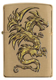 Zippo Dragon Design Brushed Brass Pocket Lighter - Bhawar Store