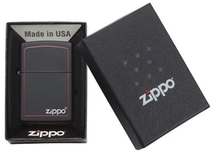 Zippo Black Matte with Red Border Pocket Lighter