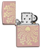 Ace of Spades Patter Design Windproof Lighter with its lid open and unlit.