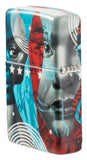 Tristan Eaton 540 Color Windproof Lighter standing at an angle, showing the back and hinge side of the lighter