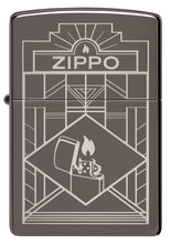 Front shot of Zippo Art Deco Design Black Ice?« Windproof Lighter.