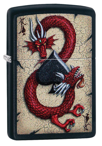 Zippo Dragon Ace Design Black Matte Pocket Lighter