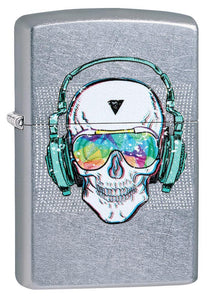 Front shot of Skull Headphone Design Lighter standing at a 3/4 angle