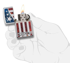 Zippo American Flag High Polish Chrome Pocket Lighter