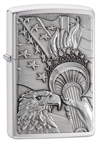 Zippo Patriotic Eagle Brushed Chrome Emblem Pocket Lighter - Bhawar Store