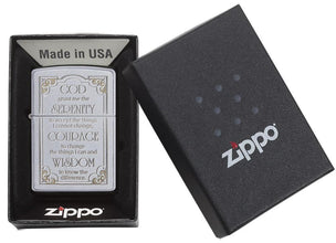 Zippo Serenity Prayer Satin Chrome Pocket Lighter