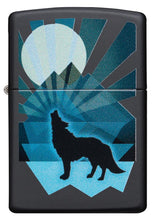 Zippo Wolf and Moon Design Black Matte Pocket Lighter