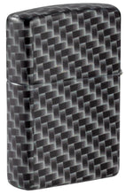 Back shot of Carbon Fiber Design Windproof Lighter standing at a 3/4 angle