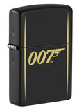 Front view of James Bond 007™ Laser Engraved Black Matte Windproof Lighter standing at a 3/4 angle.
