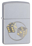 Dice Satin Chrome Windproof Lighter 3/4 View