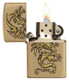 Zippo Dragon Design Brushed Brass Pocket Lighter - Bhawar Store