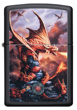 Front of Anne Stokes Dragon design Black Matte windproof lighter