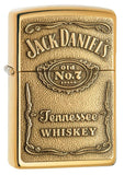 Zippo Jack Daniel's Tennessee Whiskey High Polish Brass Emblem Pocket Lighter