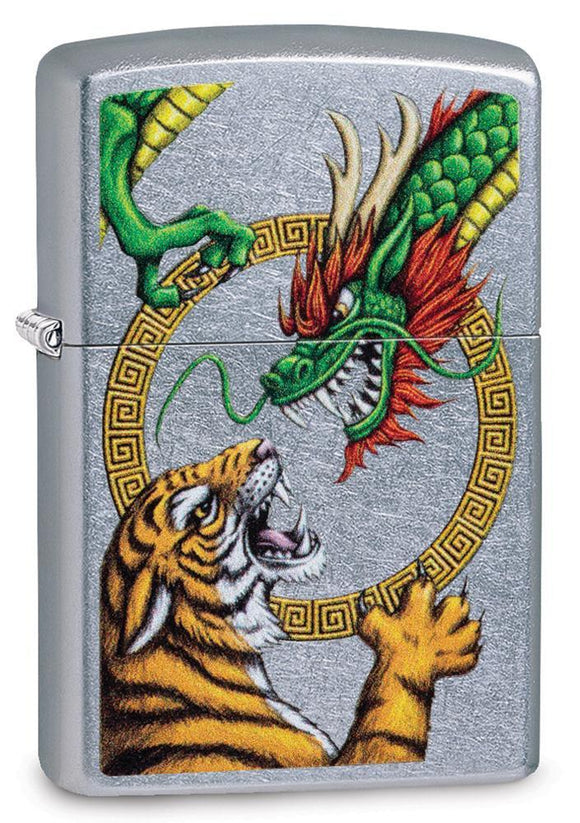 Zippo Chinese Dragon Street Chrome Design Pocket Lighter