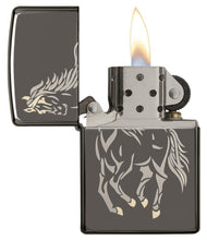 Running Horse Windproof Lighter open and lit