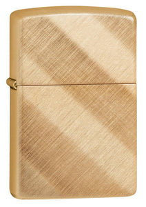 Front view of Diagonal Weave Brass Lighter shot at a 3/4 angle 