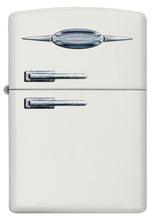 Front view of Retro Fridge Texture Print White Matte Windproof Lighter.