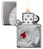 Armor® Poker Chip Design Windproof Lighter with its lid open and lit