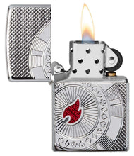 Armor?« Poker Chip Design Windproof Lighter with its lid open and lit