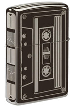 Back view of Cassette Tape Black Ice?« Windproof Lighter standing at a 3/4 angle