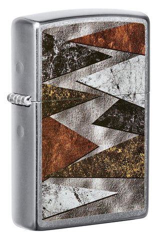 Front shot of Patterns Design Street Chrome?äó Windproof Lighter standing at a 3/4 angle.