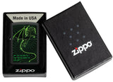 Zippo Cyberpunk Dragon Design Windproof Lighter in its packaging.