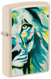 Front shot of Lion Design Flat Sand Windproof Lighter standing at a 3/4 angle