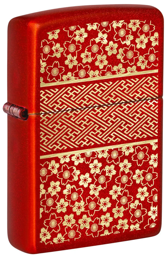 Front shot of Zippo Kimono Inspired Design Windproof Lighter standing at a 3/4 angle.