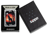 Zippo Wolf Moon Trees Windproof Lighter in its packaging.