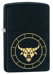 Zippo Taurus Zodiac Sign Black Matte Pocket Lighter