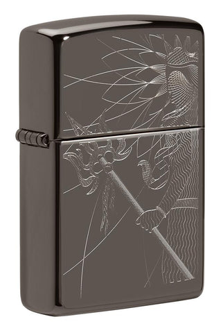 Front shot of Bholenath Design Windproof Pocket Lighter standing at a 3/4 angle.