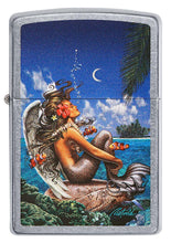 Front view of Rick Rietveld Mermaid Design Street Chrome™ Windproof Lighter.