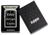 Zippo Family Strength Loyalty Design Windproof Lighter in its packaging.