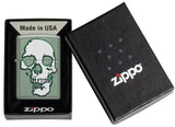 Zippo Skull Design Windproof Lighter in its packaging.