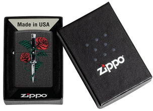 Rose Dagger Tattoo Design Black Crackle?« Windproof Lighter in its packaging.