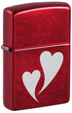 Front shot of Zippo Double Hearts Windproof Lighter standing at a 3/4 angle.