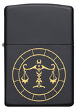 Zippo Libra Zodiac Sign Black Matte Pocket Lighter