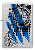 Front shot of Zippo Trash Polka Tattoo Compass Design Windproof Lighter.