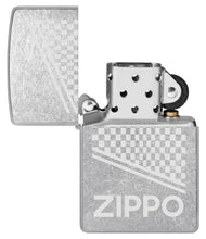 Zippo Design Windproof Lighter with its lid open and unlit.